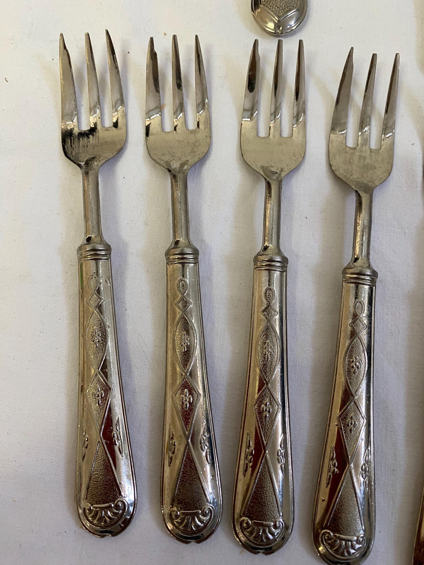 Servizio di Posate per Dolci in Argento 1000 Placcato - 8 Forchette, 1 Spatola, 1 Coltello, 1 Forchettone