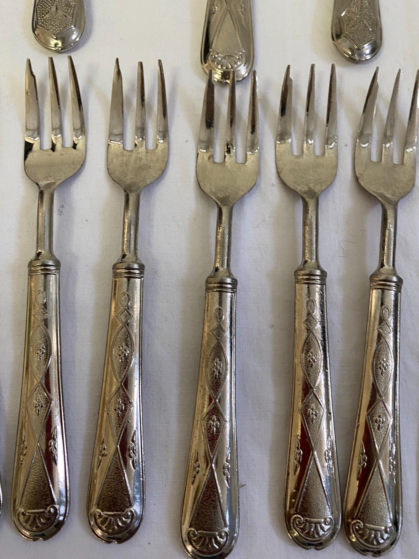 Servizio di Posate per Dolci in Argento 1000 Placcato - 8 Forchette, 1 Spatola, 1 Coltello, 1 Forchettone