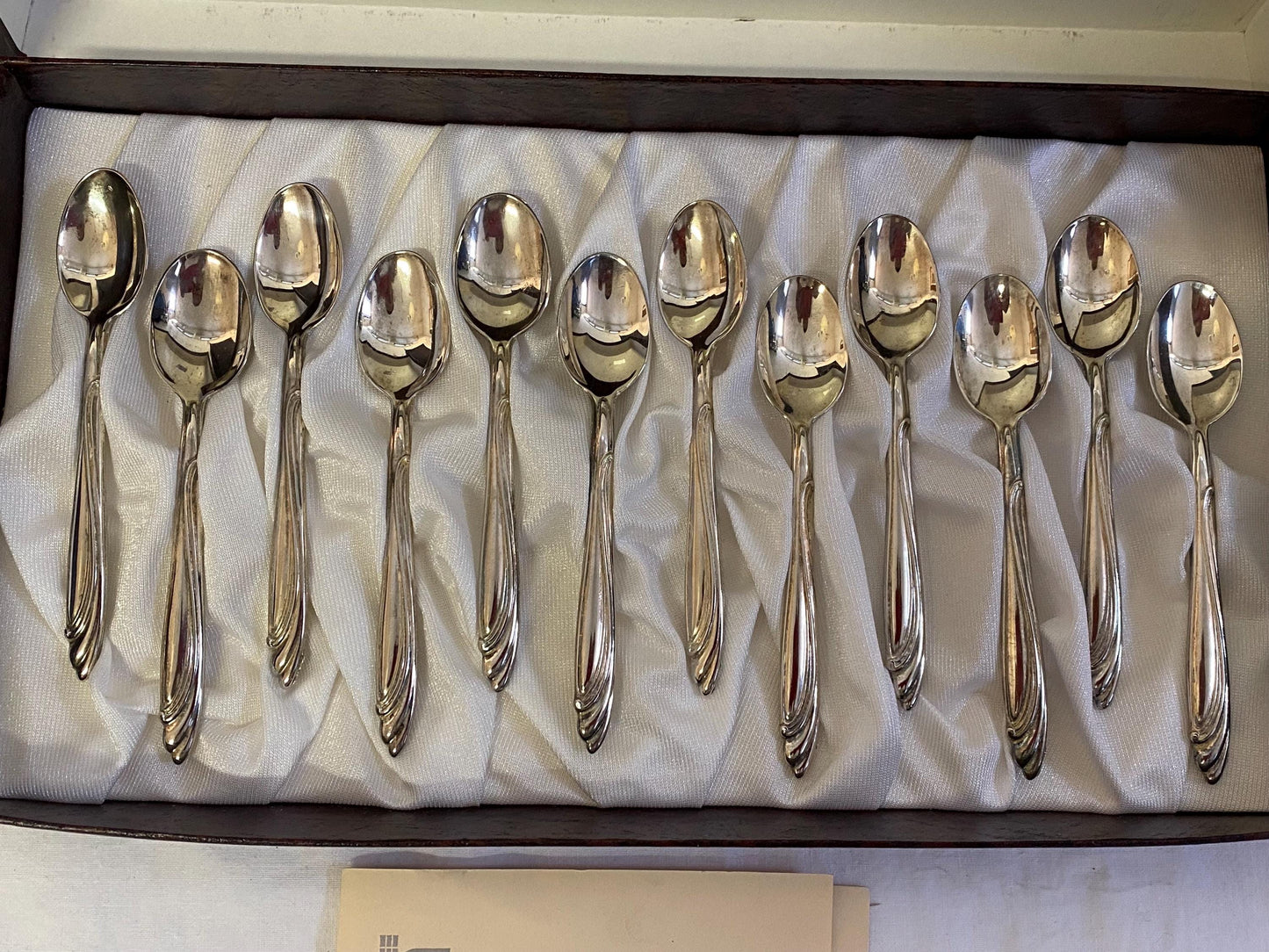 Set di 12 Cucchiai da Caffè Antichi Placcati in Argento 800 - Scatola Originale made in Italy