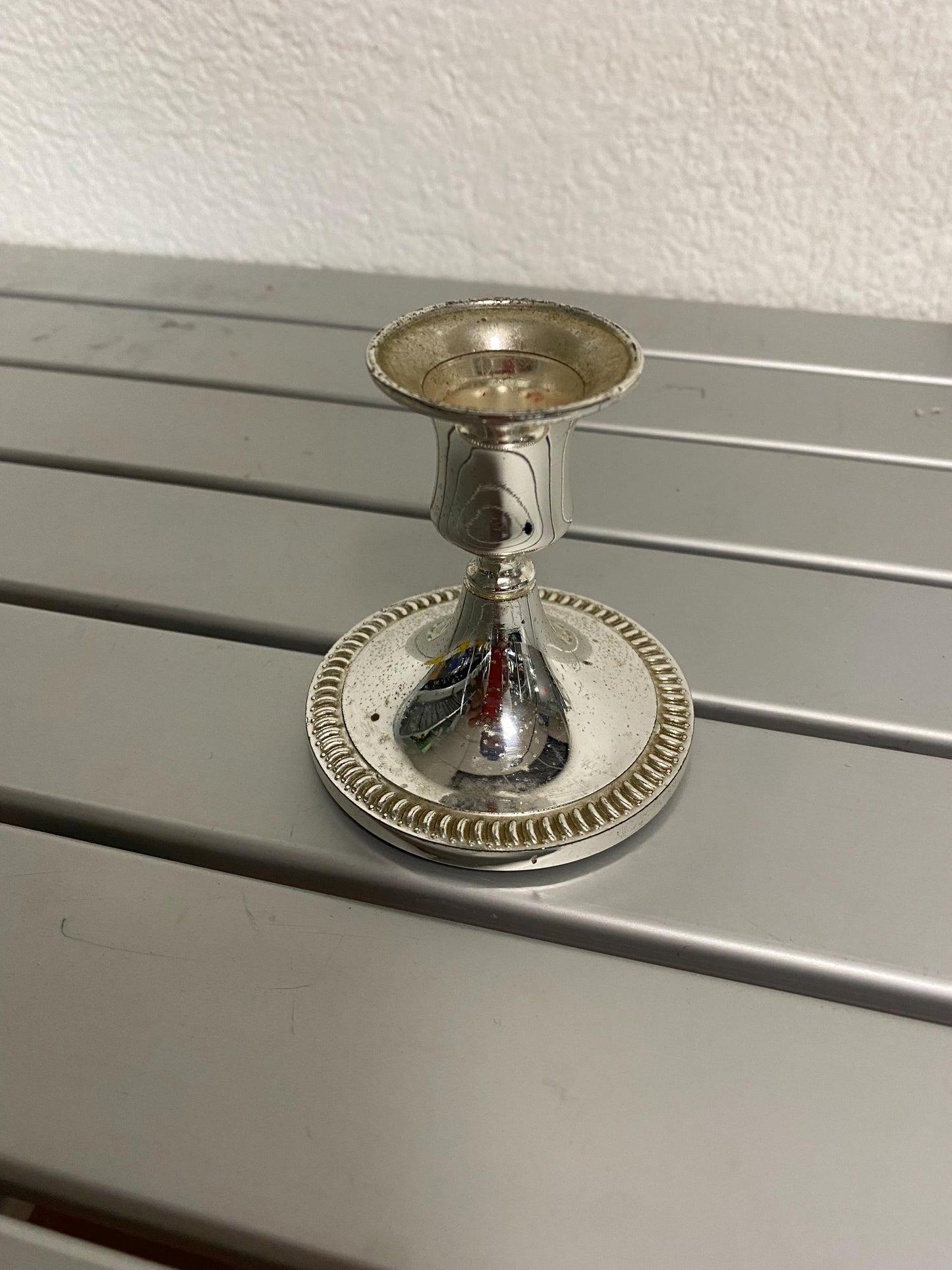 Portacandele placcato argento 8 cm