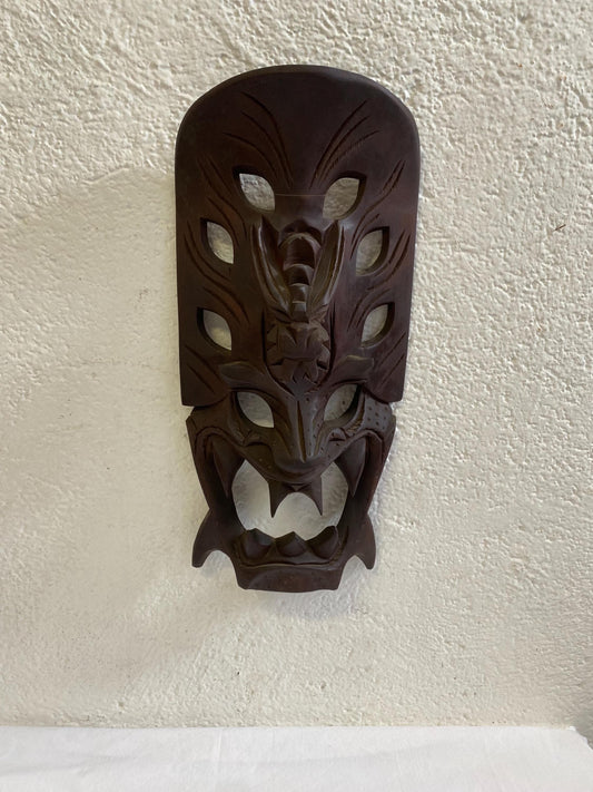 Maschera Tribale Ifugao Filippine - Maschera di Drago e Demone Intagliata a Mano in Legno - 52 x 25 x 10 cm