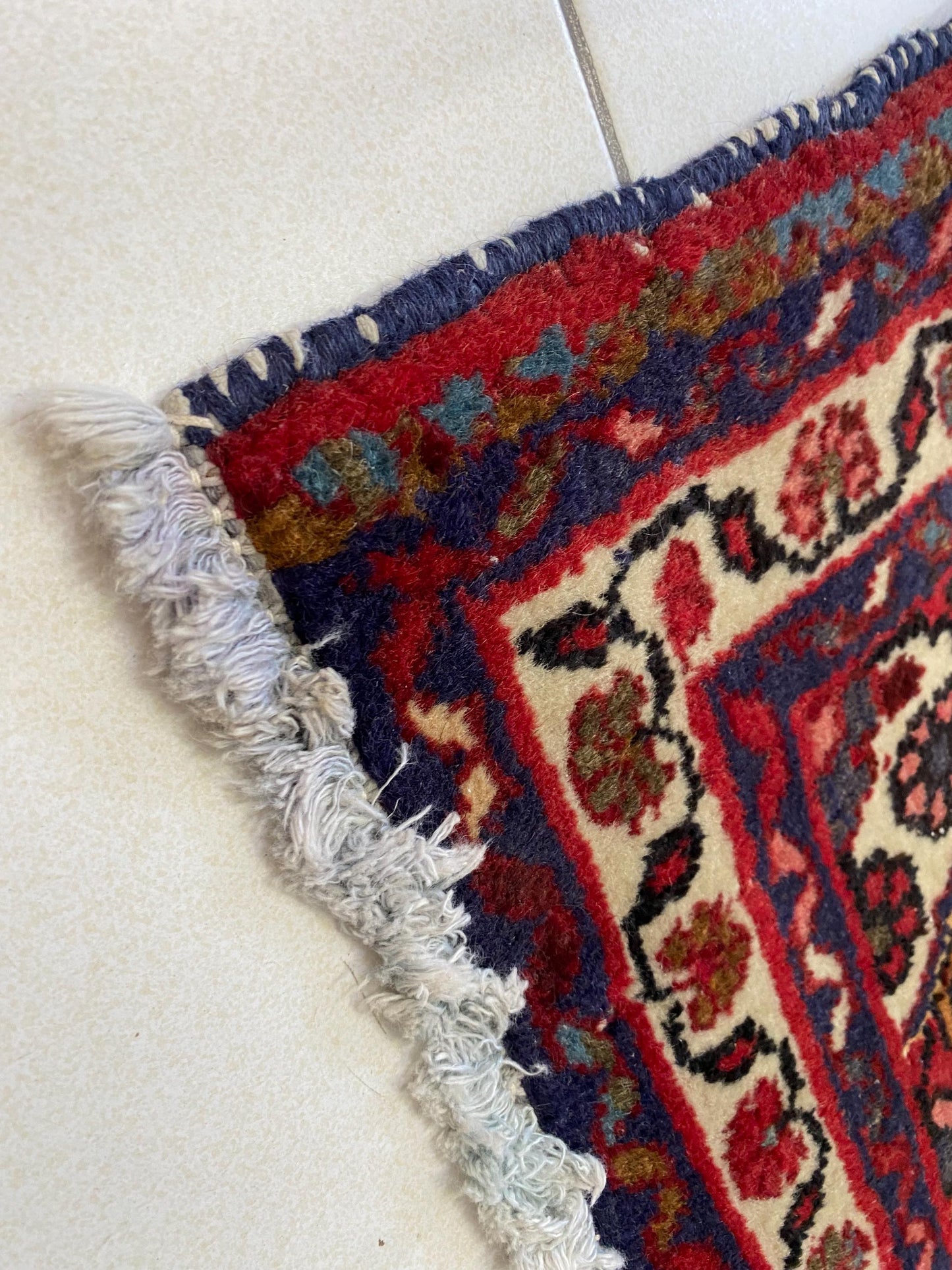 Tappeto Persiano Fatto a Mano, 70x120cm Tappeto in Lana, Tappeto Orientale Vintage Rosso, Design Floreale, Arredamento Bohemien