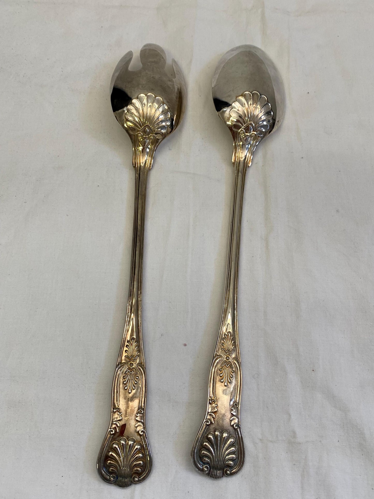 Forchetta e Cucchiaio da Ripieno Vintage Paul Revere - Placcati in Argento - 33 cm