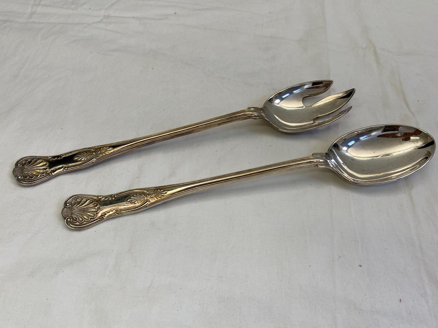 Forchetta e Cucchiaio da Ripieno Vintage Paul Revere - Placcati in Argento - 33 cm