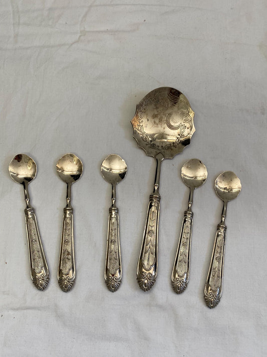 Servizio di Posate per 5 Persone in Argento Placcato - Spatola e Cucchiaini Vintage