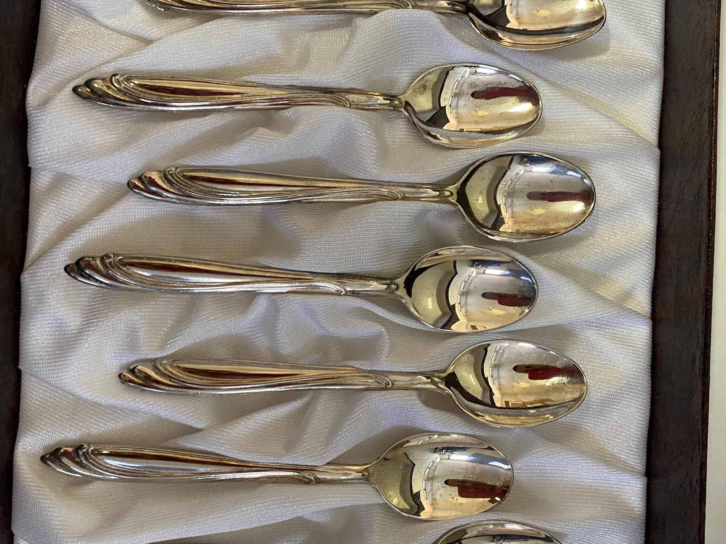 Set di 12 Cucchiai da Caffè Antichi Placcati in Argento 800 - Scatola Originale made in Italy