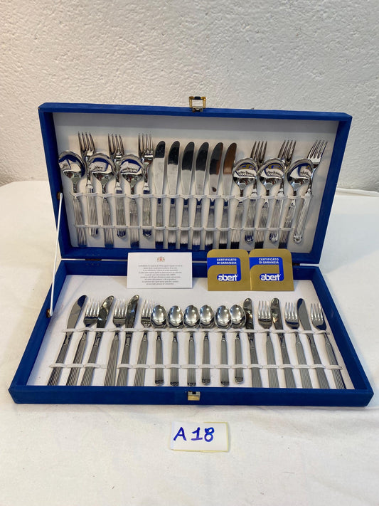 Elegante Set di Posate in Acciaio Inox ABERT con Marchio Rothmans - vintage servizio da 6+6   Nuovo e Completo con Certificato di Garanzia