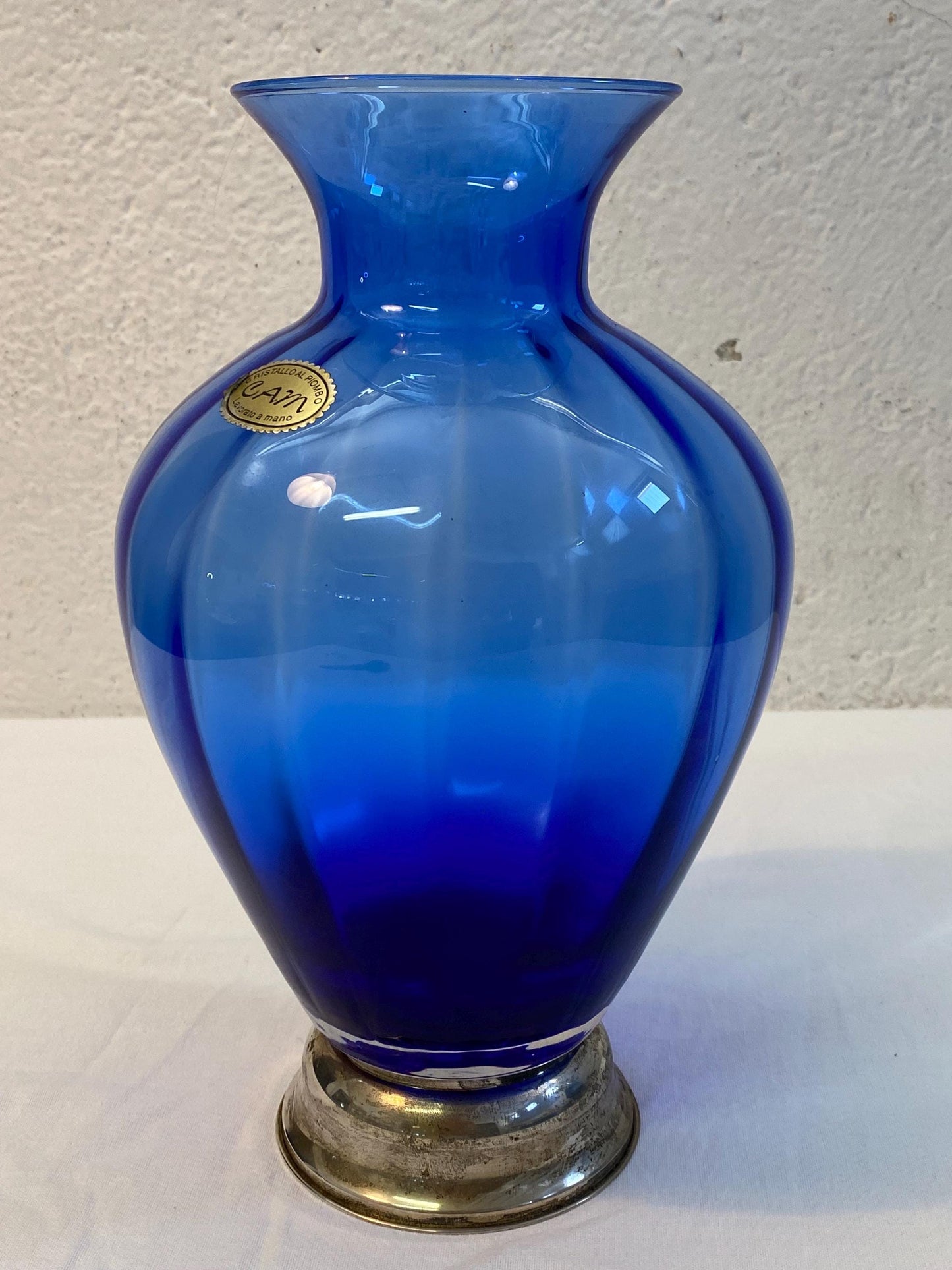 Vaso in Cristallo Piombato Lavorato a Mano Vintage