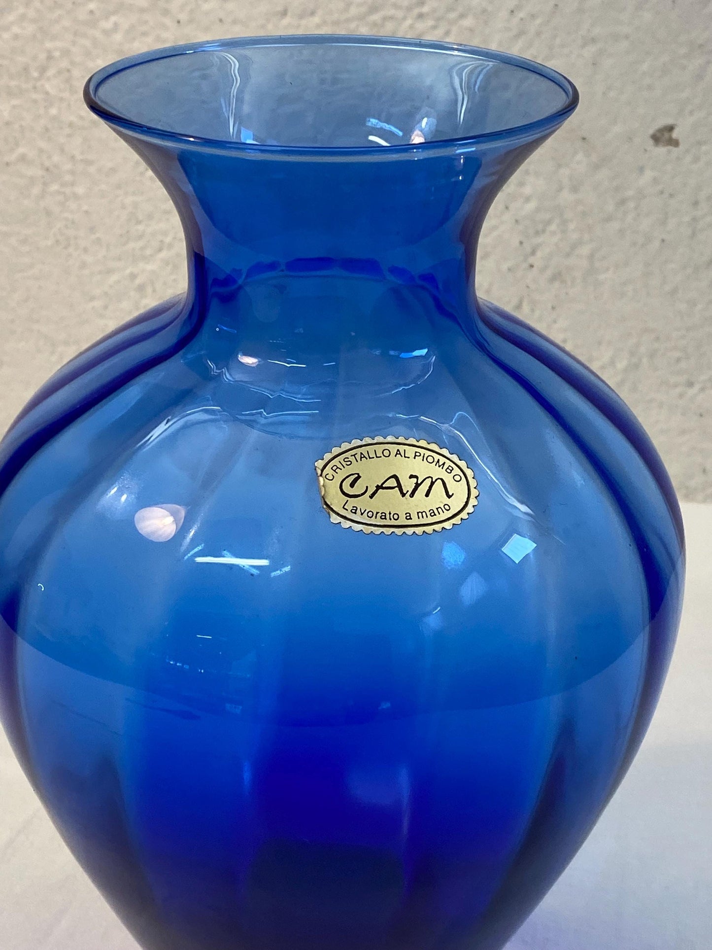Vaso in Cristallo Piombato Lavorato a Mano Vintage