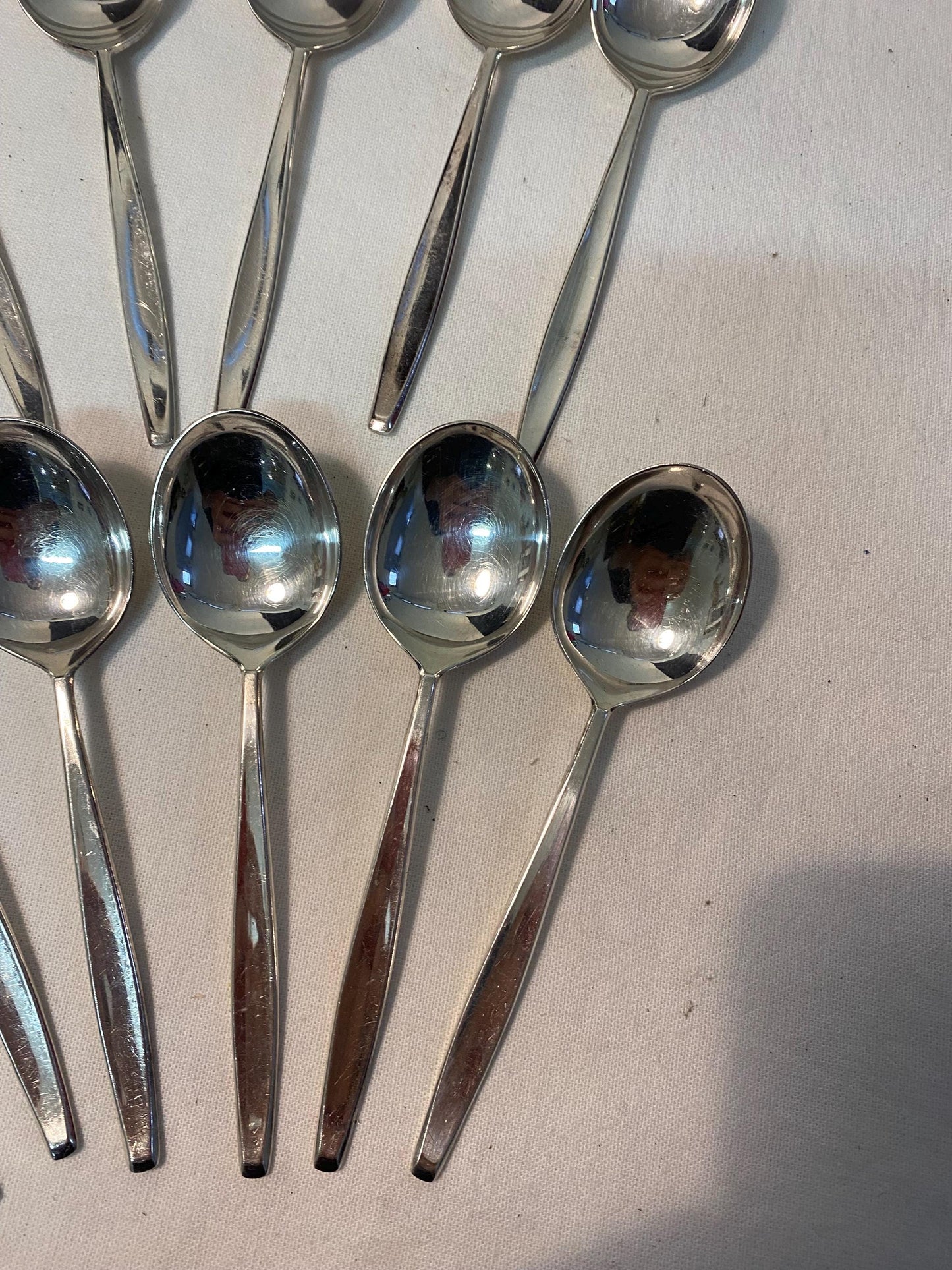 Set di 6 cucchiai placcati in argento con punzone BSF 90  15,5 cm, argenteria vintage