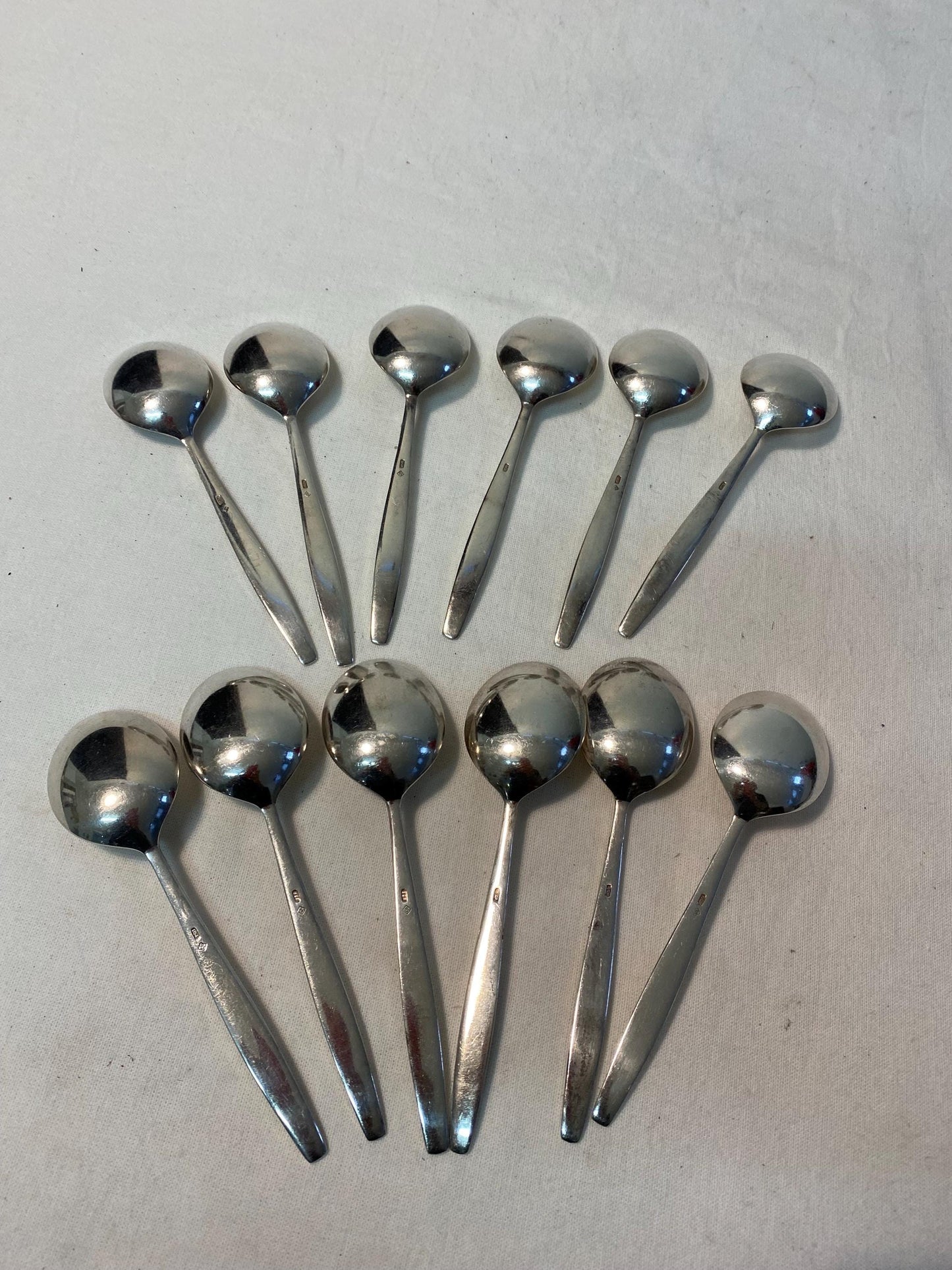 Set di 6 cucchiai placcati in argento con punzone BSF 90  15,5 cm, argenteria vintage