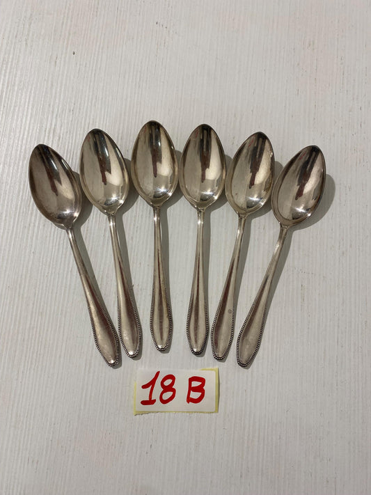 Set di 6 Cucchiai Vintage Placcati Argento con Punzone B 90