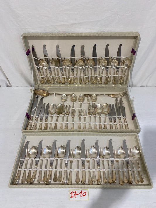 Servizio Posate da 12 Persone - Elegante Regalo di Nozze in Scatola a Due Piani in argento 800 placcato