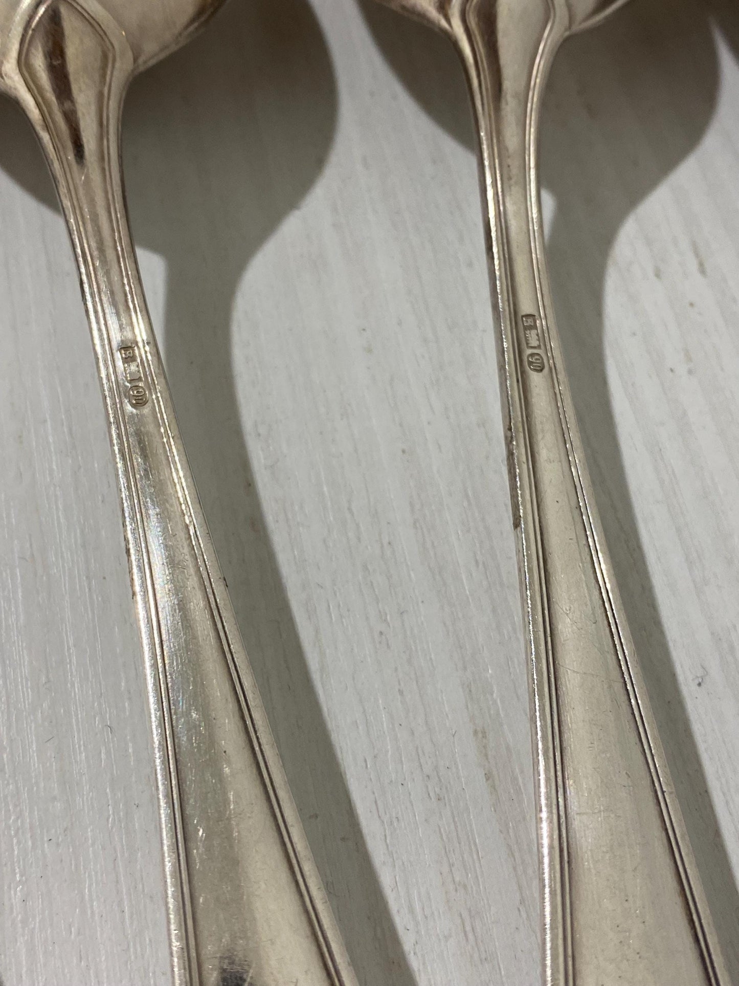 Set di 6 Cucchiai Vintage Placcati Argento con Punzone B 90