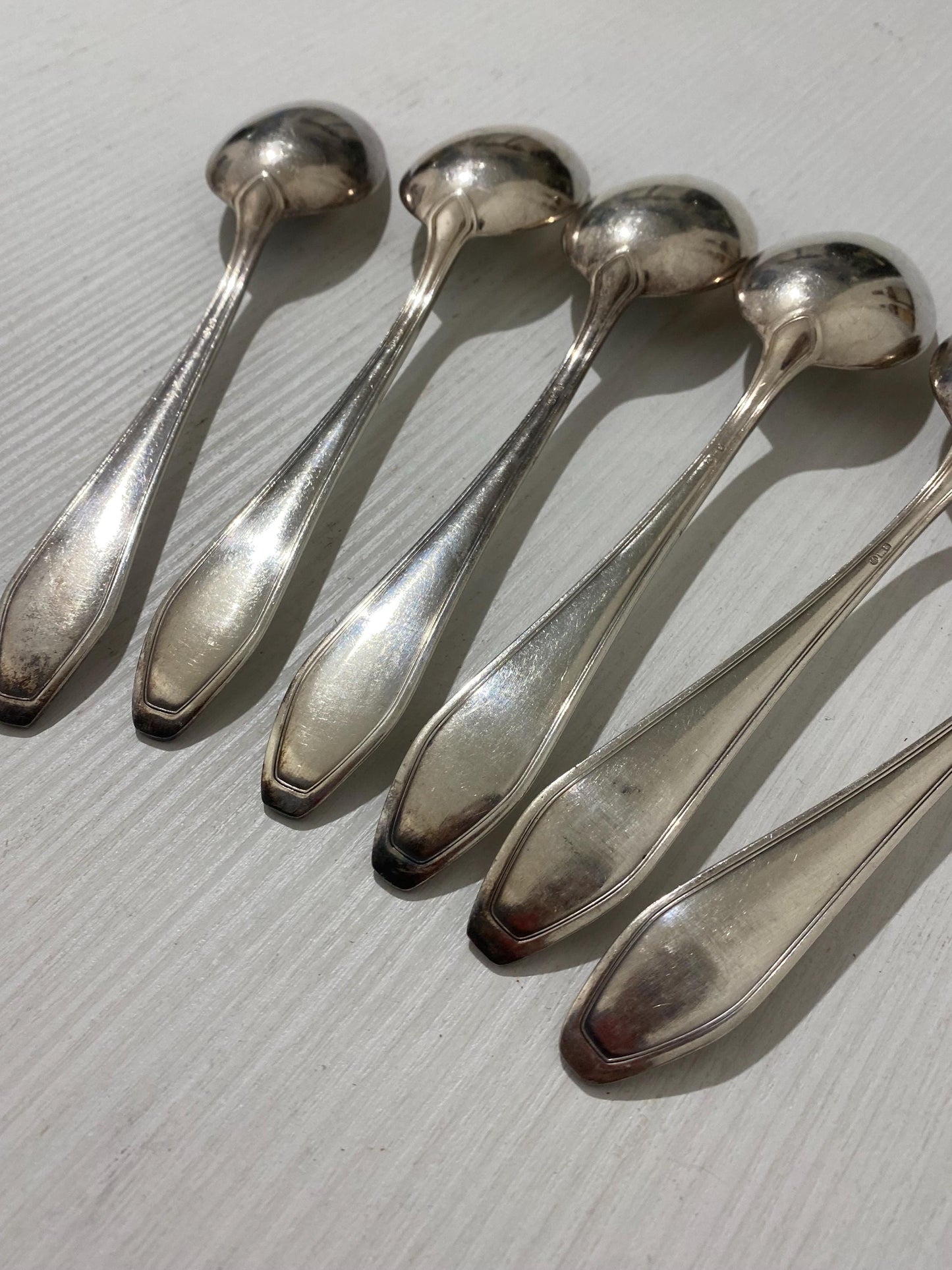 Set di 6 Cucchiai Vintage Placcati Argento con Punzone B 90
