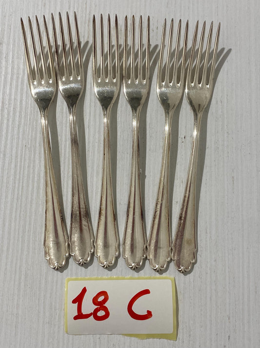 Set di 6 Forchette Vintage in Argento Placcato Bruckmann 90