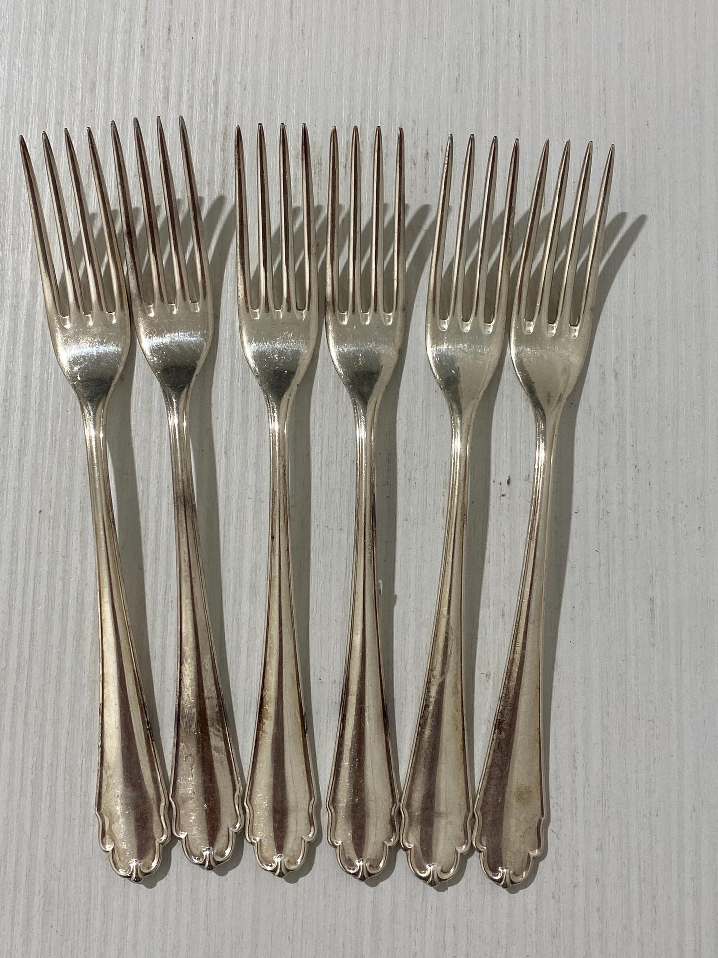 Set di 6 Forchette Vintage in Argento Placcato Bruckmann 90