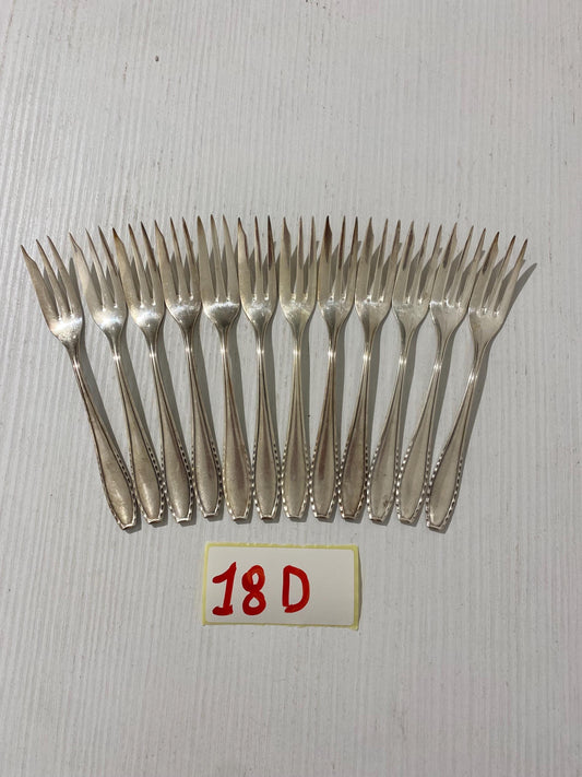 Set di Forchette Vintage da Pesce in Argento Placcato con Punzone OKA 100 - 15,50 cm