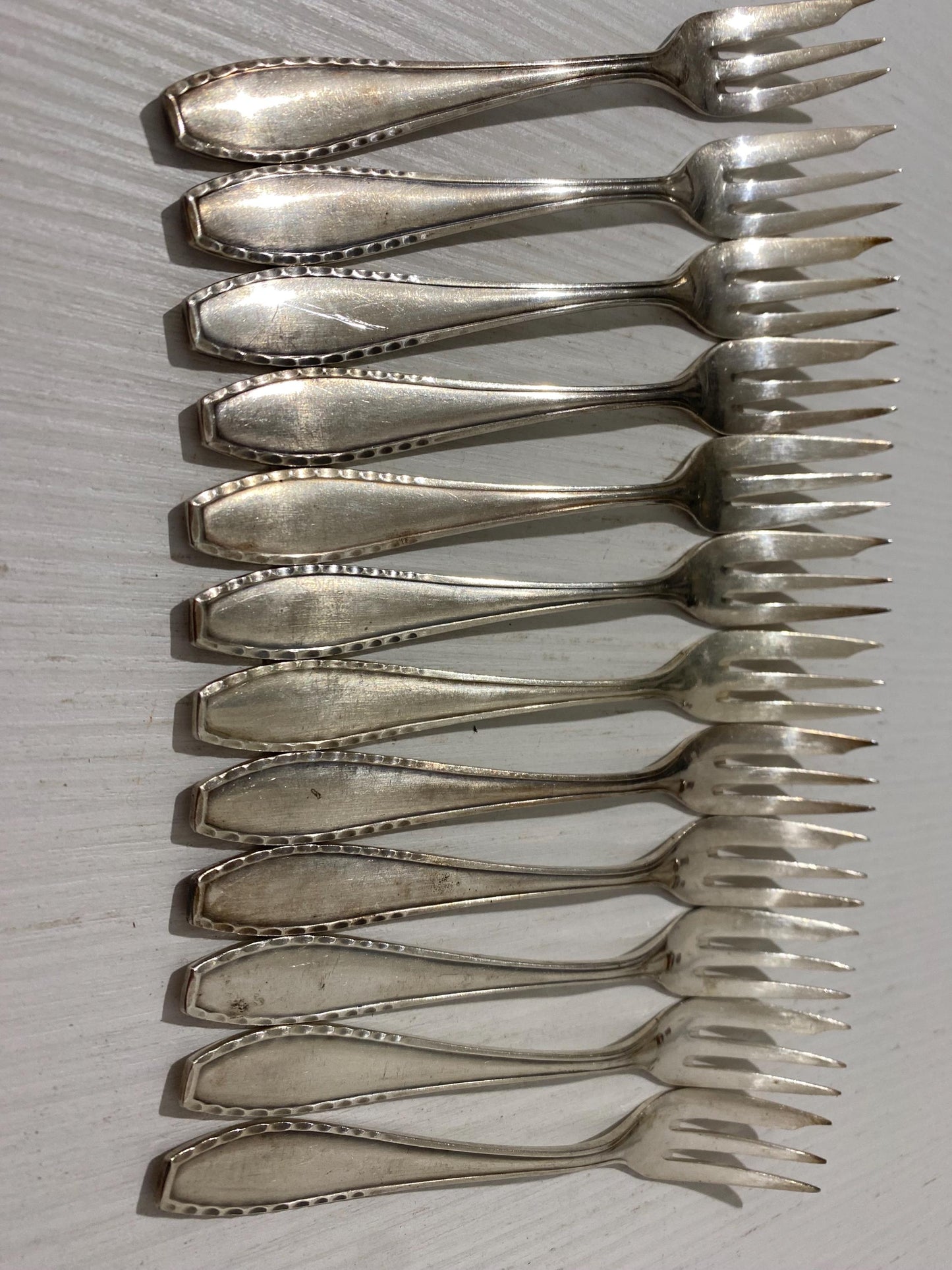 Set di Forchette Vintage da Pesce in Argento Placcato con Punzone OKA 100 - 15,50 cm