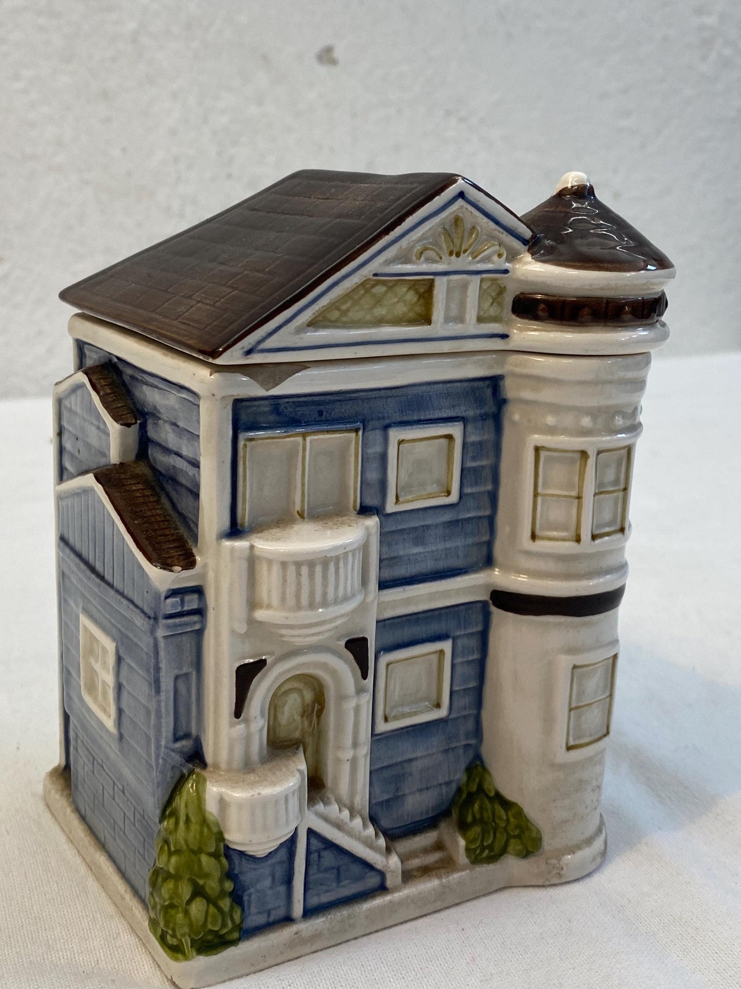 Scatola Barattolo per Biscotti o Spezie in Ceramica Vintage OTAGIRI 1980, Casa Vittoriana, 15x11x8,5 cm (5.9x4.3x3.3 in)