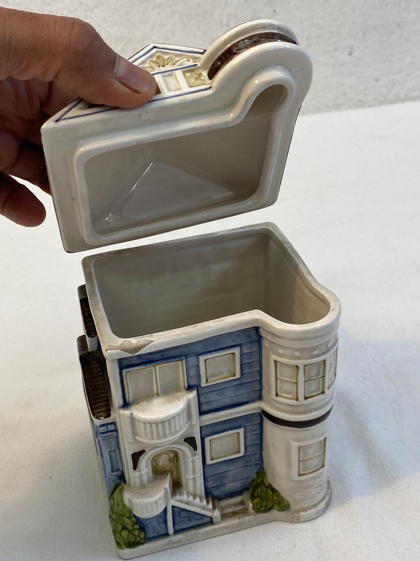 Scatola Barattolo per Biscotti o Spezie in Ceramica Vintage OTAGIRI 1980, Casa Vittoriana, 15x11x8,5 cm (5.9x4.3x3.3 in)