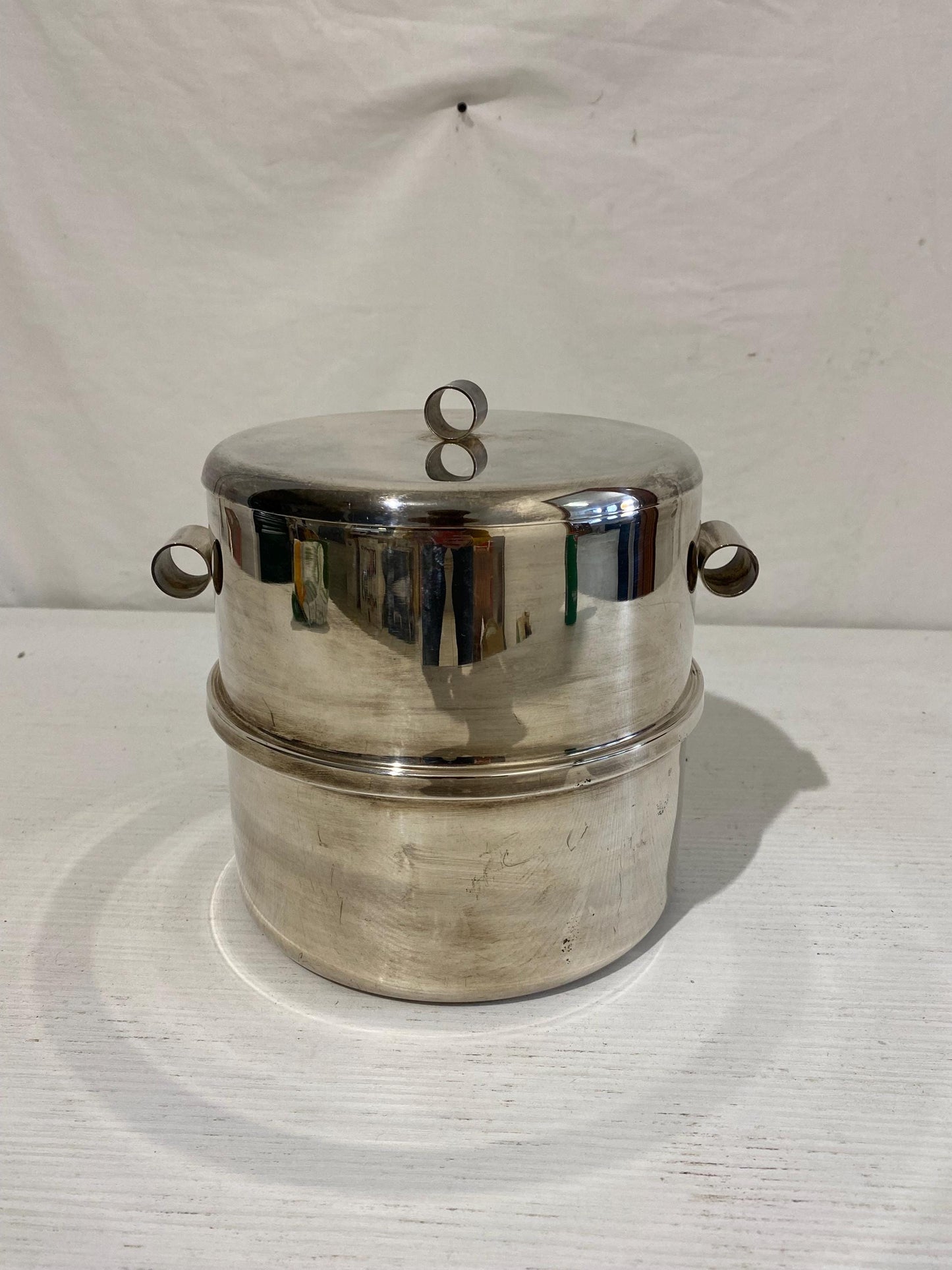 Secchiello per Ghiaccio vintage Placcato Argento con Coperchio - Elegante Design Vintage - 19 cmx(7.5") x21 cm (8.3")x18 cm (7.1")