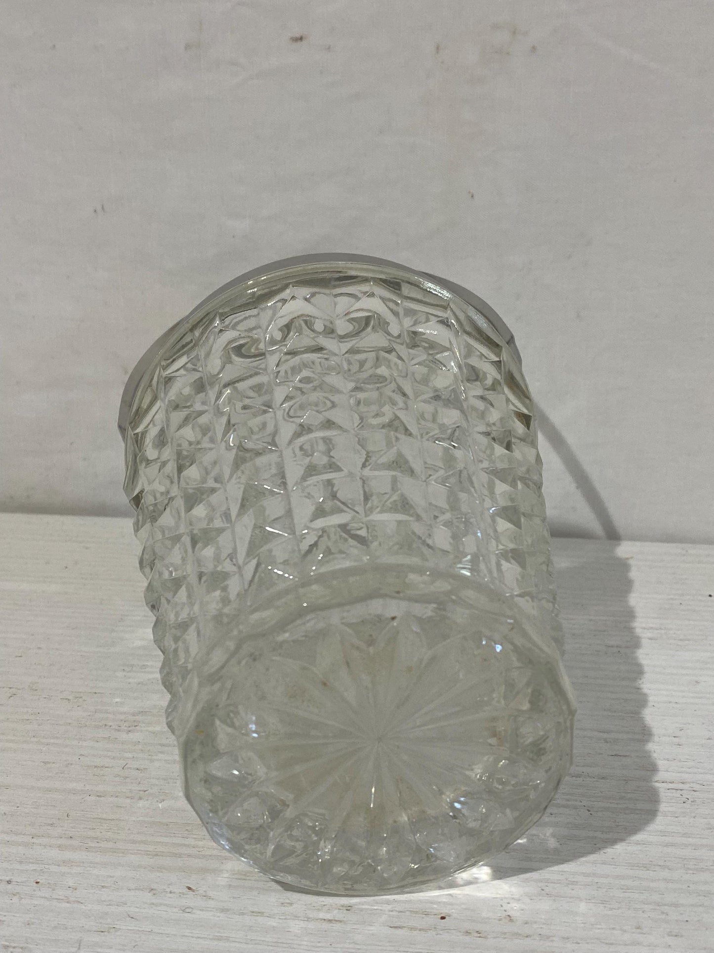 Secchiello per Ghiaccio Vintage in Vetro e Acciaio Inox - Design Elegante con Scanalature - Misure 14 cm (5.5") x 11 cm (4.3")