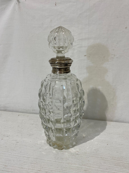 Bottiglia Porta Whisky - Cognac in Cristallo e Argento 800 - Elegante Design Vintage - 22x8,5 cm (8.7"x3.3")