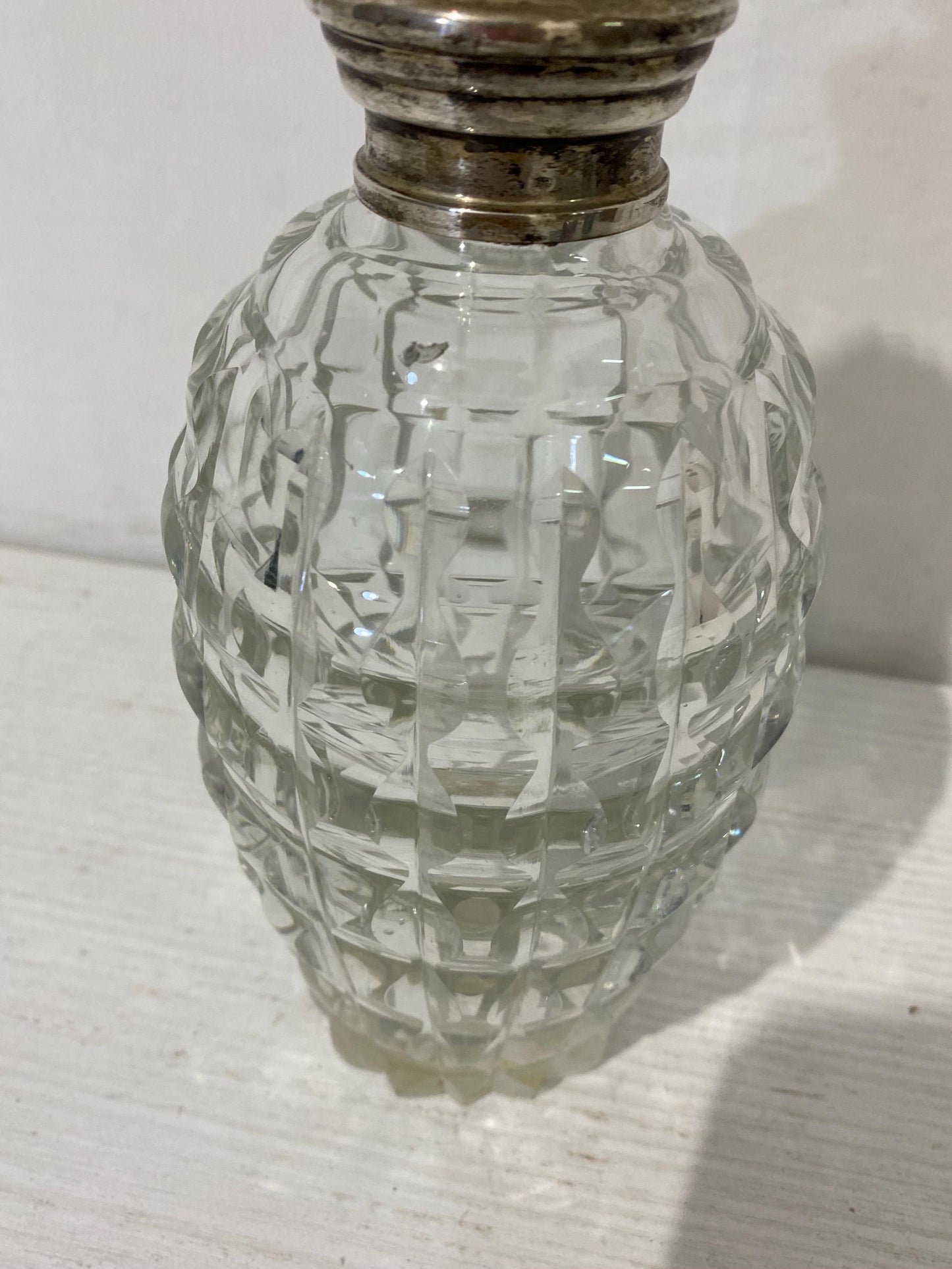 Bottiglia Porta Whisky - Cognac in Cristallo e Argento 800 - Elegante Design Vintage - 22x8,5 cm (8.7"x3.3")