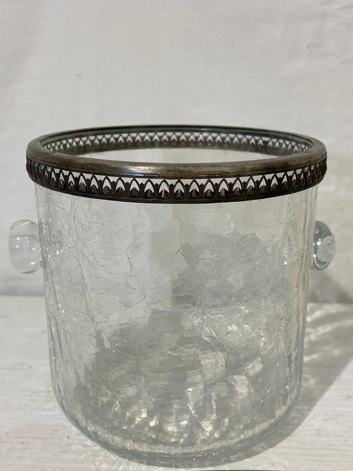 Secchiello per Ghiaccio Mid-Century Italiano Placcato Argento con Pinza - Elegante Design Vintage - 12,5x12,5 cm (4.9"x4.9")