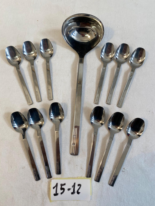 Set di Posate Pinti Inox 18/10 - 12 Cucchiaini e Mestolo - Alta Qualità Made in Italy