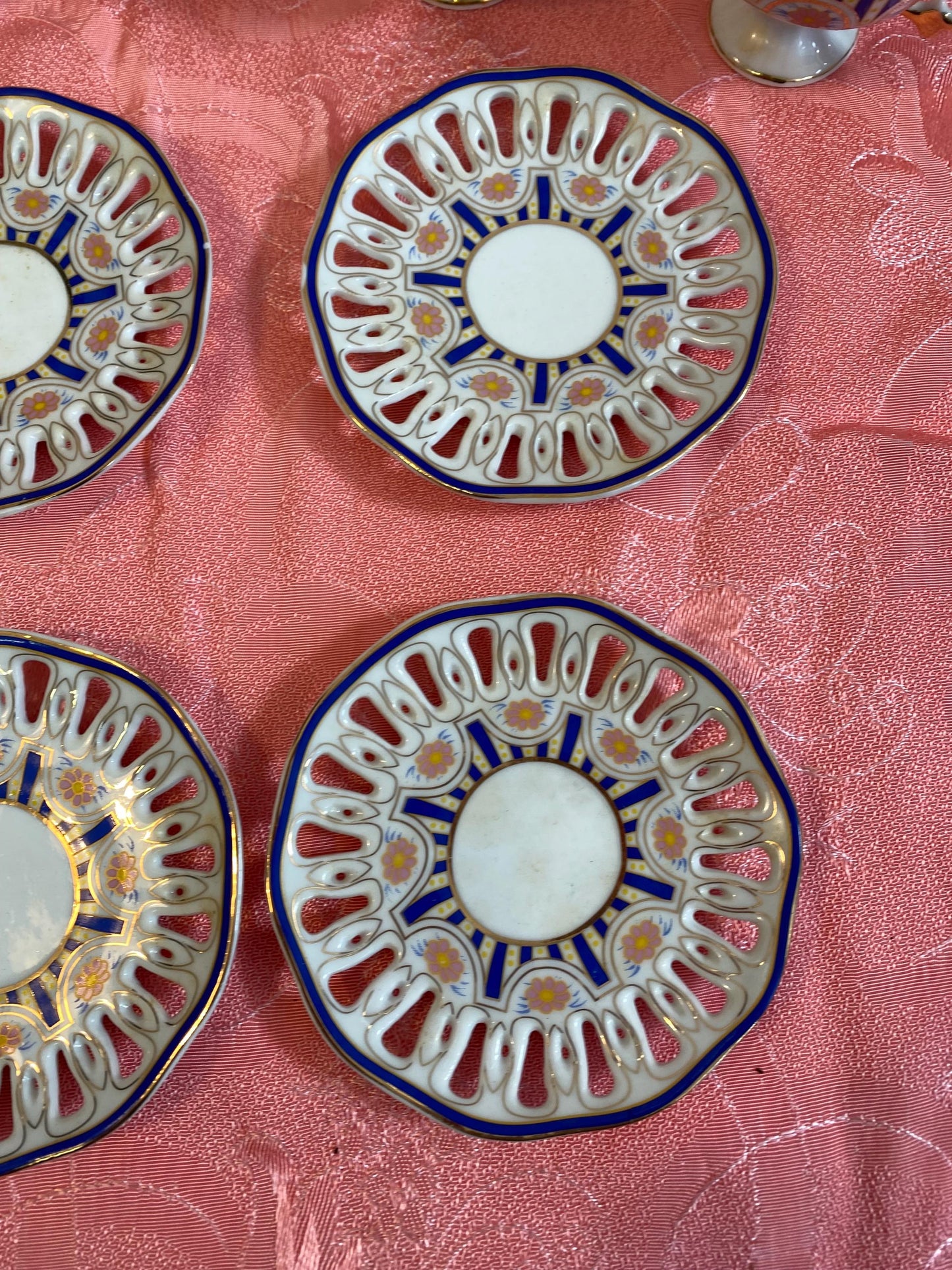 Tazzine da caffe 6 pezzi ceramica dorata e blu eleganti vintage come nuovi regalo perfetto unico speciale per colazione e pausa caffe.