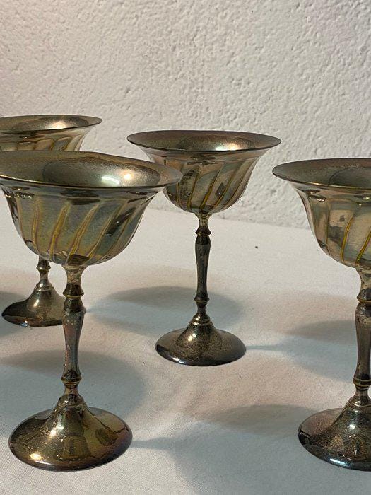 Set di Sei Coppe a Calice in Argento Placcato - Stile Vintage Elegante