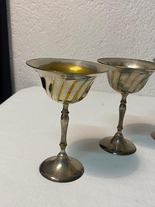 Set di Sei Coppe a Calice in Argento Placcato - Stile Vintage Elegante