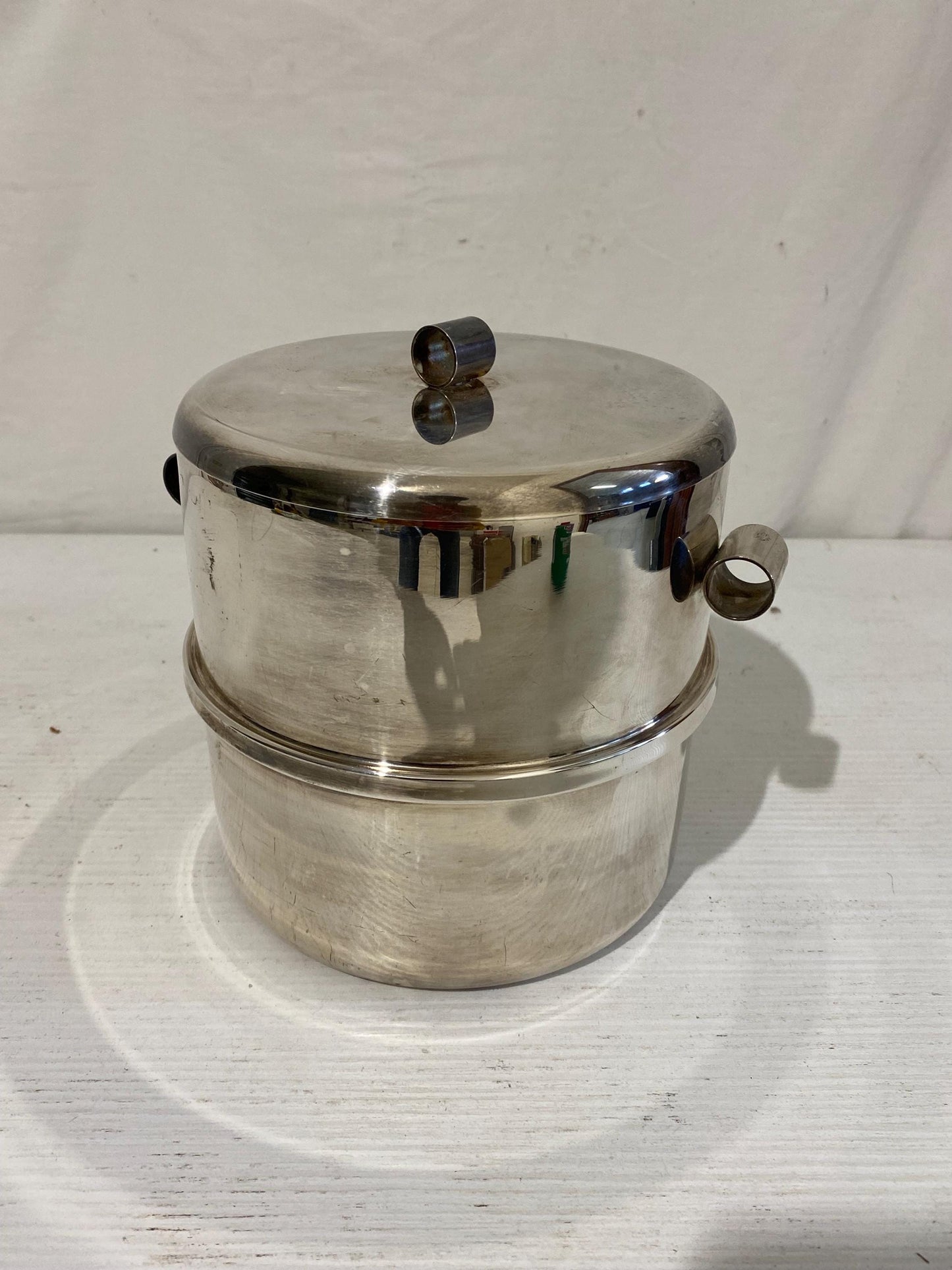 Secchiello per Ghiaccio vintage Placcato Argento con Coperchio - Elegante Design Vintage - 19 cmx(7.5") x21 cm (8.3")x18 cm (7.1")