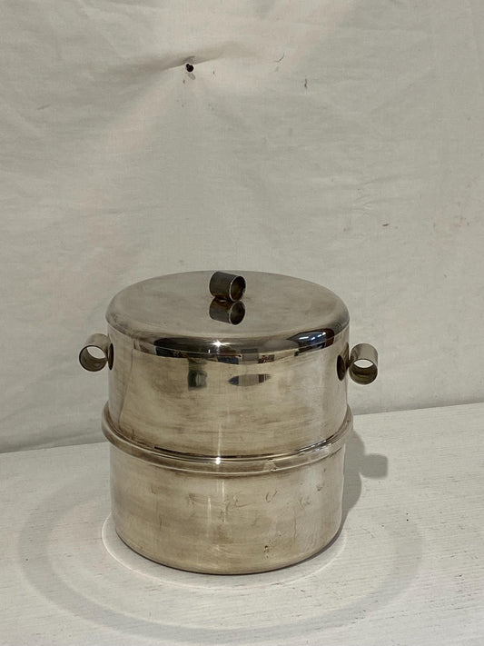 Secchiello per Ghiaccio vintage Placcato Argento con Coperchio - Elegante Design Vintage - 19 cmx(7.5") x21 cm (8.3")x18 cm (7.1")