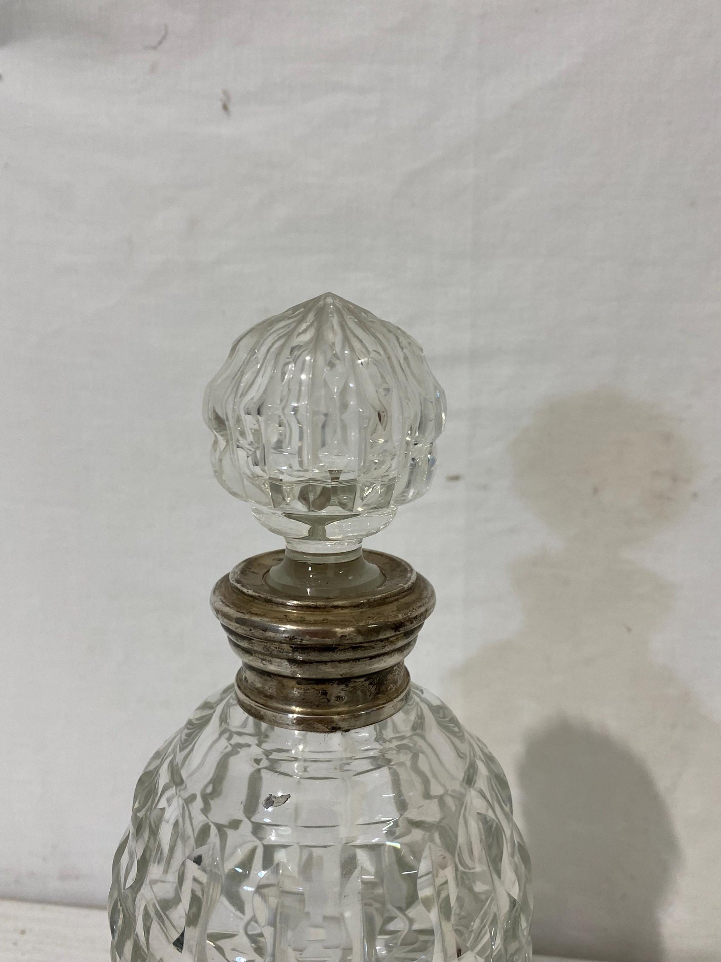 Bottiglia Porta Whisky - Cognac in Cristallo e Argento 800 - Elegante Design Vintage - 22x8,5 cm (8.7"x3.3")