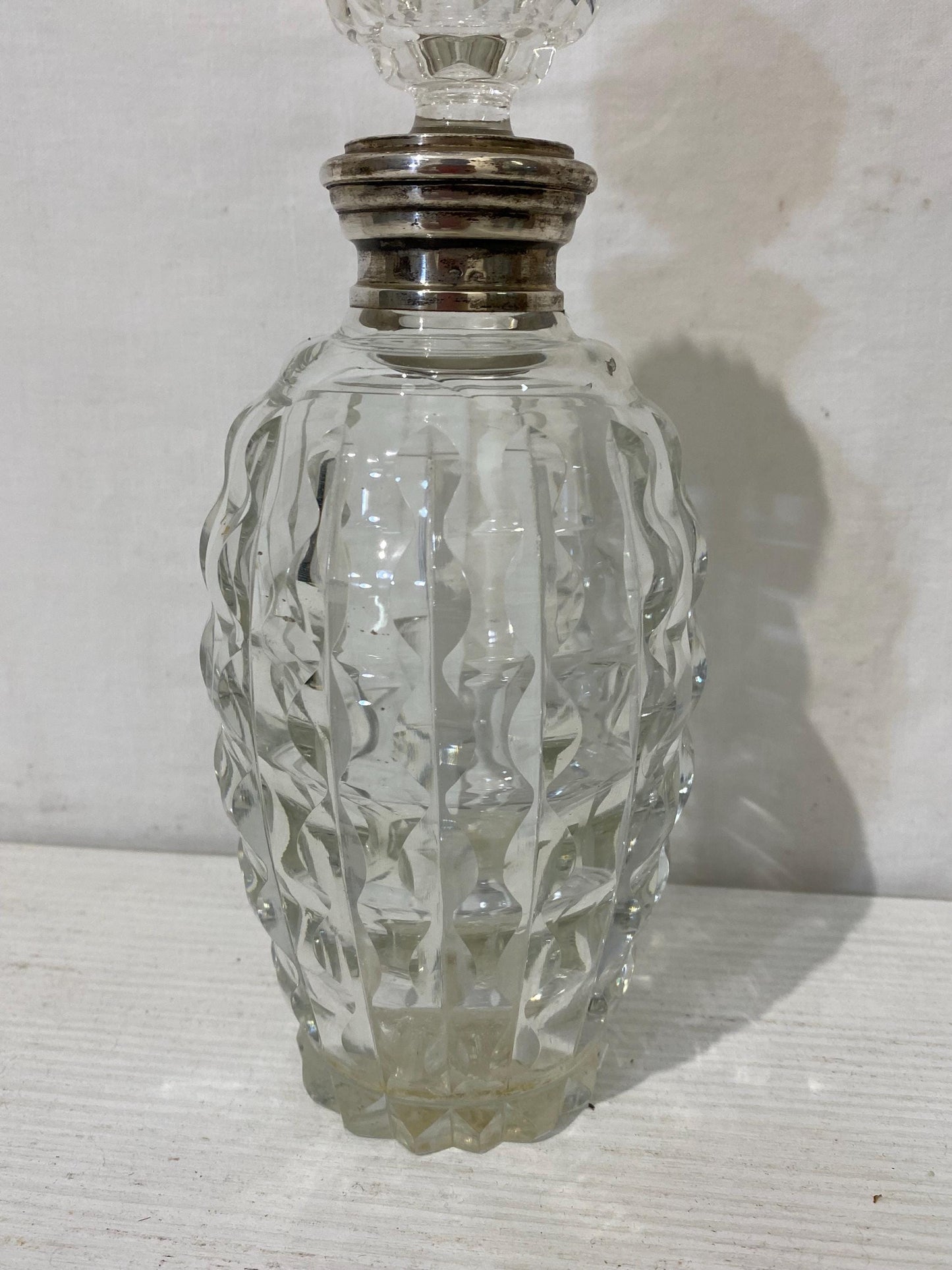 Bottiglia Porta Whisky - Cognac in Cristallo e Argento 800 - Elegante Design Vintage - 22x8,5 cm (8.7"x3.3")