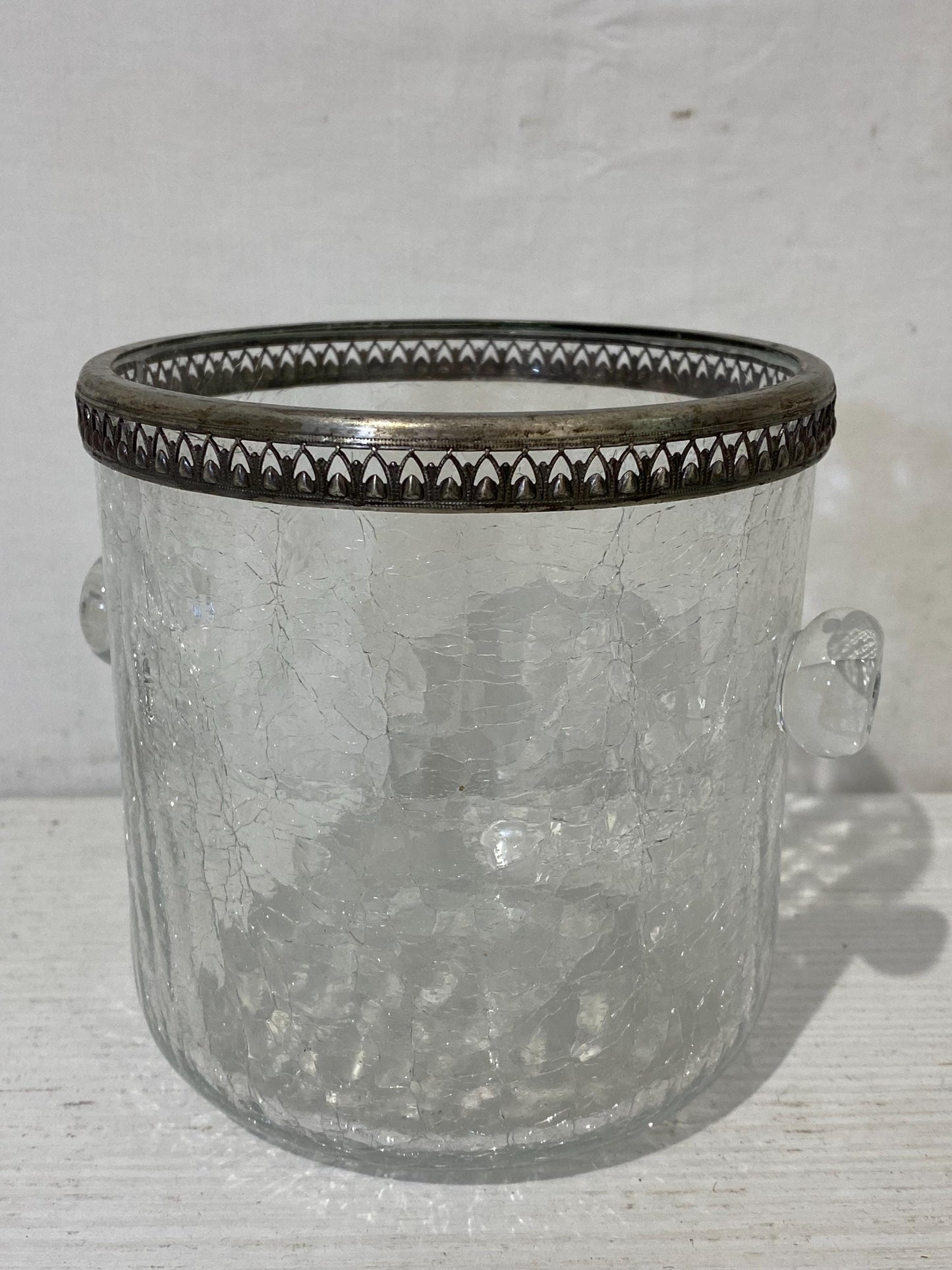 Secchiello per Ghiaccio Mid-Century Italiano Placcato Argento con Pinza - Elegante Design Vintage - 12,5x12,5 cm (4.9"x4.9")