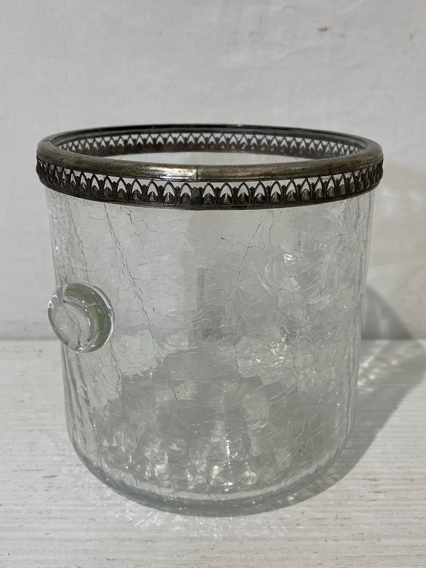 Secchiello per Ghiaccio Mid-Century Italiano Placcato Argento con Pinza - Elegante Design Vintage - 12,5x12,5 cm (4.9"x4.9")