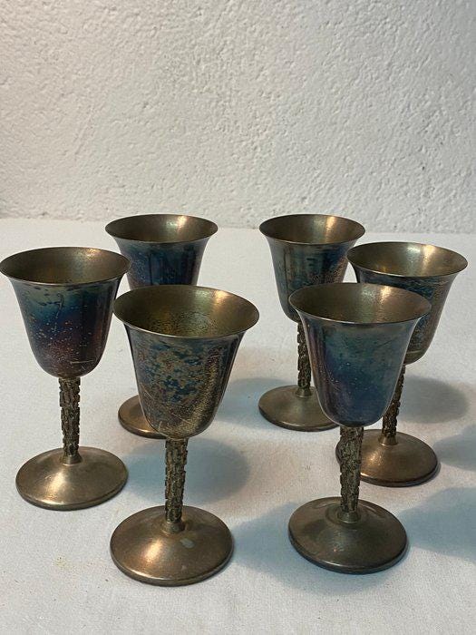 Set di Sei Calici in Argento Placcato - Eleganza Vintage per Occasioni Speciali