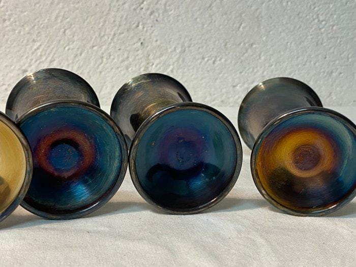 Set di Sei Calici in Argento Placcato - Eleganza Vintage per Occasioni Speciali