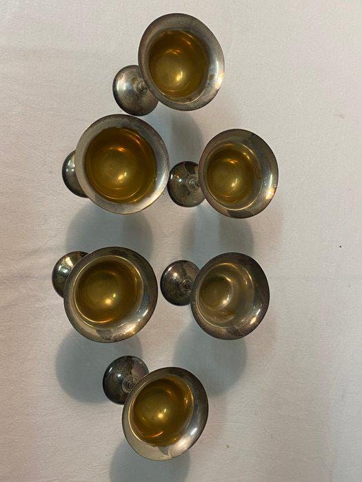 Set di Sei Coppe a Calice in Argento Placcato - Stile Vintage Elegante