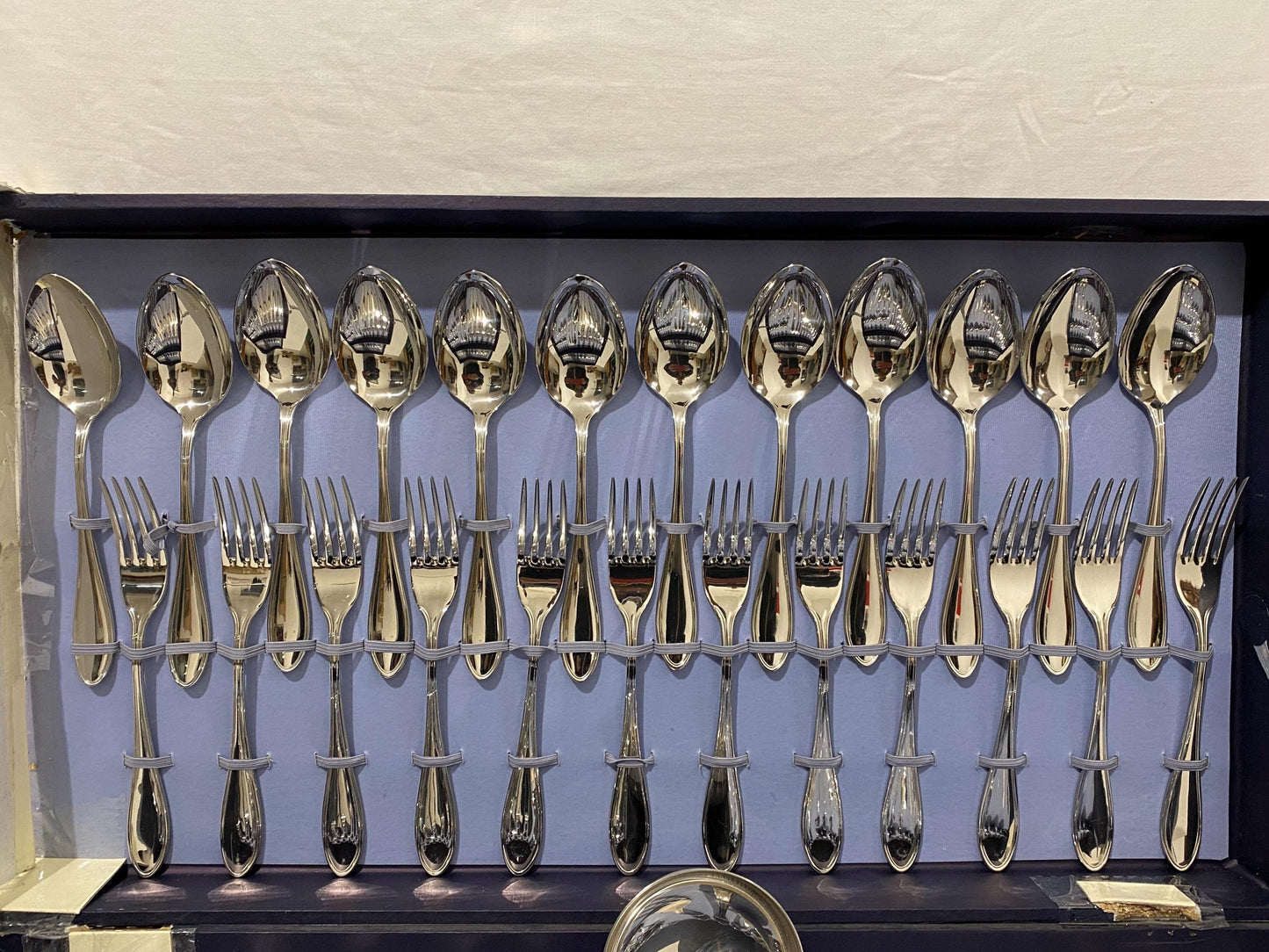 Servizio di Posate argentate Abert made in Italy da 24 Persone nuovo- Elegante Regalo di Nozze in Scatola a Due Piani