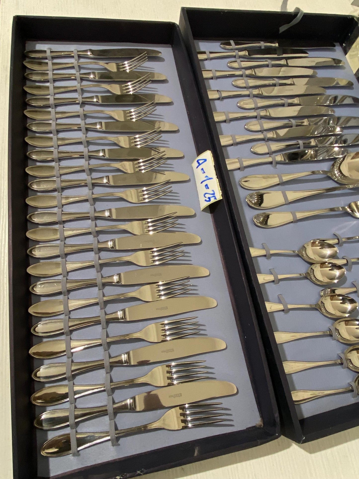 Servizio di Posate argentate Abert made in Italy da 24 Persone nuovo- Elegante Regalo di Nozze in Scatola a Due Piani