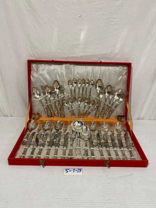 Servizio di Posate Vintage in Argento 800 Placcato, 48 Pezzi con Scatola Originale e Accessori