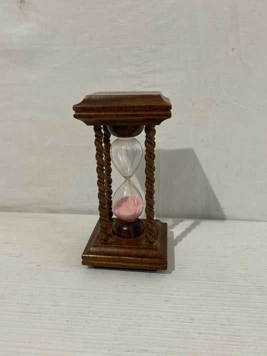Clessidra grade Vintage in Legno con Sabbia Rosa - 18,5x9,5x8,5 cm perfettamente funzionante da collezione e molto rara - decoro per casa