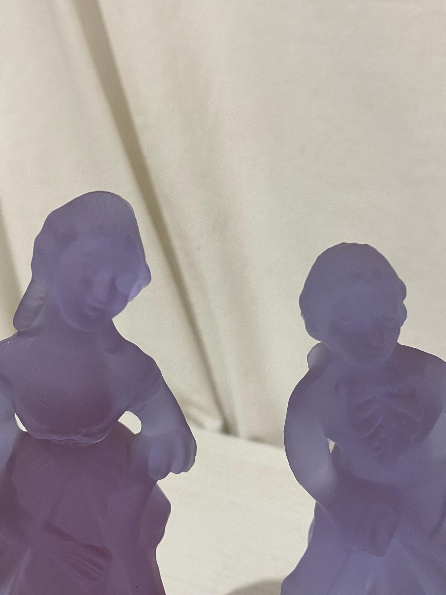 Coppia Statue Vintage Murano Neodimio Alessandrite in Vetro Sfumato Viola e Lilla - Uomo e Donna