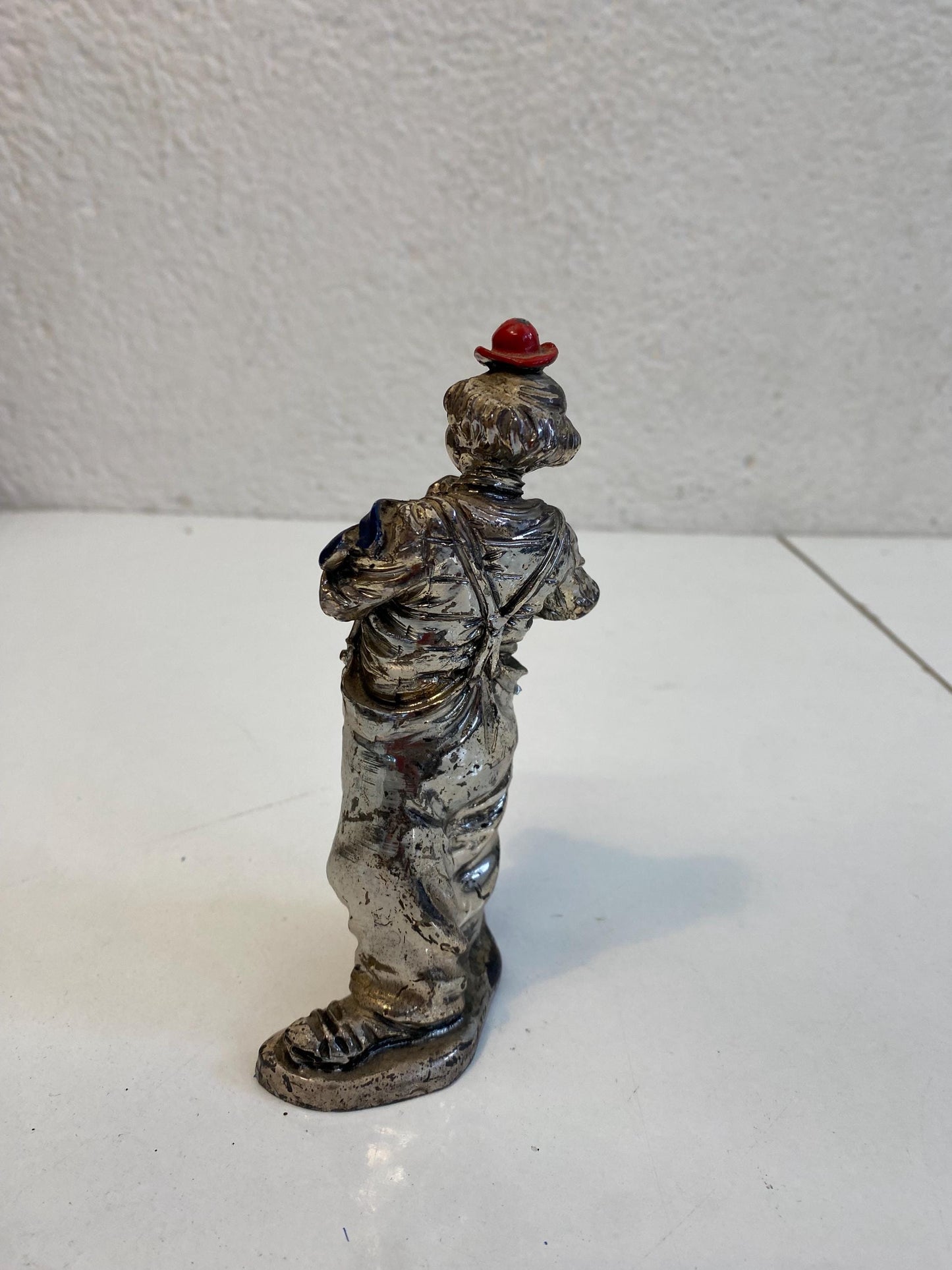 Clown Vintage Placcato Argento con Dettagli Dipinti, 14x9x5 cm da collezione originale complemento d'arredo