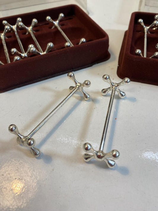 Set 8 porta posate WMF vintage placcati argento, supporto posate elegante, accessorio tavola raffinato 6,5 cm